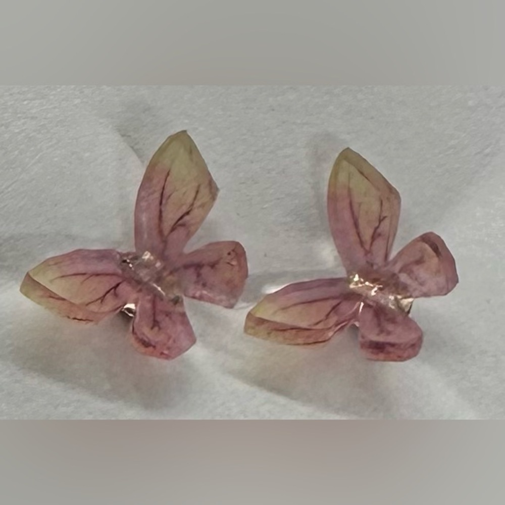 🦋✨Mini fairy Pastel Watercolor Resin Butterfly Stud Earrings 925 Silver Post✨🦋 - Picture 11 of 16